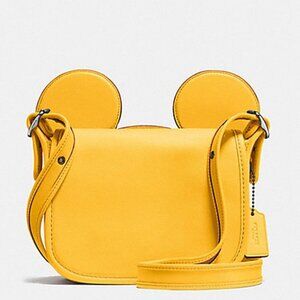 NWT Coach x Disney Patricia Saddle Crossbody bag With Mickey Ears Yellow